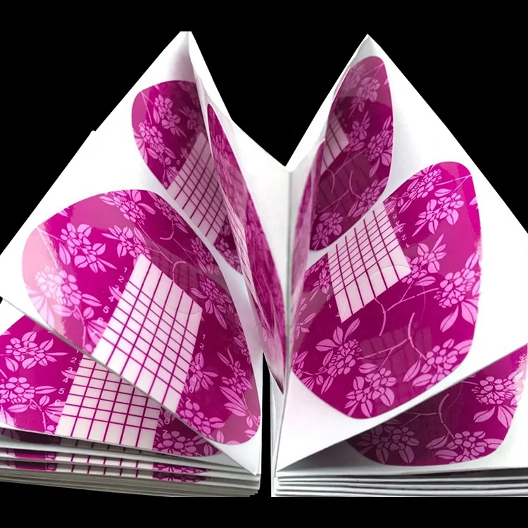 
Professional Big Size Purple Nail Art Paper Form OEM For Acrylic UV Gel Nail Extensions Flower Horseshoe 