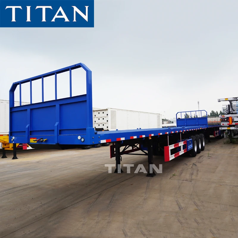 TITAN 2 axles Tri-axles 40ft flatbed trailer with front wall