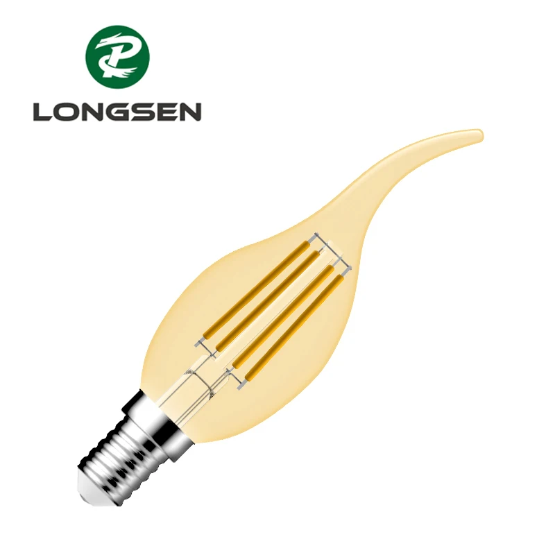 LED candle bulb with filament chip E14
