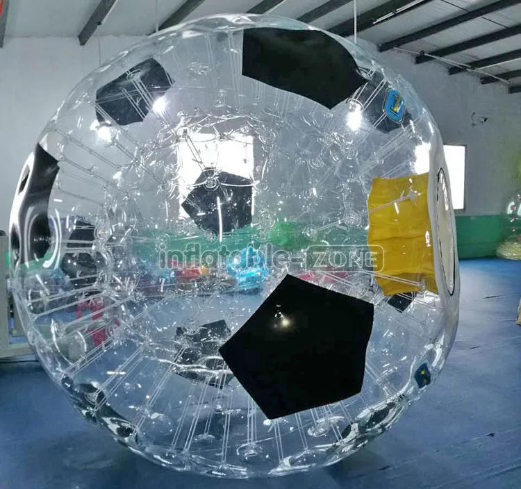 Football shape design inflatable grass zorb ball, transparent zorb hamster ball like a big football