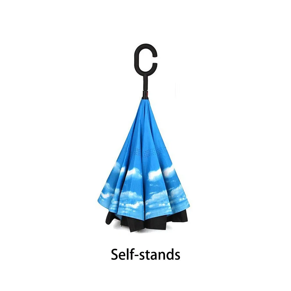 Easy auto open close foldable reverse inverted umbrella