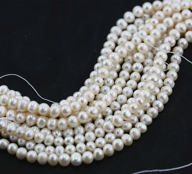 6-7mm potato shape AA grade white real pearl farm Chinese freshwater pearls