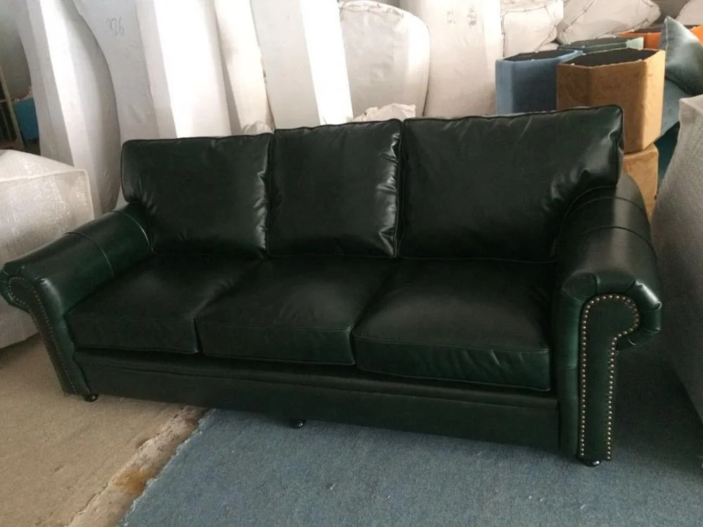 Vintage chesterfield sofa three seater leather coffee shop office sofa set