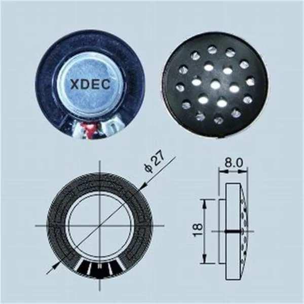 micro thin  headphone  Speaker 27mm 32ohm 20mW Speaker Unites with Cover