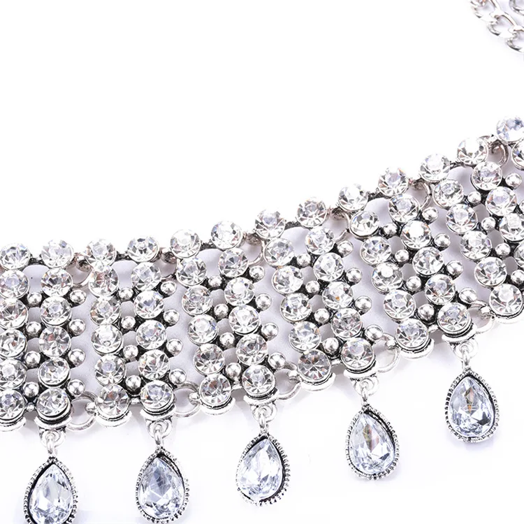 Collar Chokers Necklace & Pendant Fashion Full clear Crystal Collier Double Chain Wedding Charm Chocker Neck Wholesale