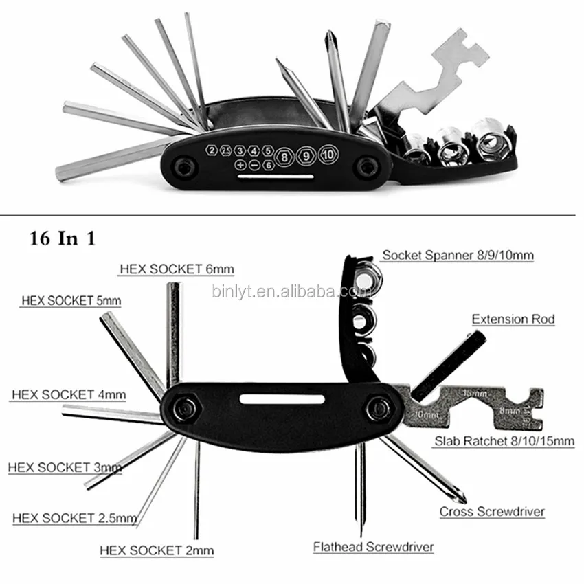 Useful 16 in 1 Bike Bicycle Repair Tool Set Hex Wrench Screwdrivers Nut Tools Hex Key Bicicleta Cycling Bicycle Repairing Tools