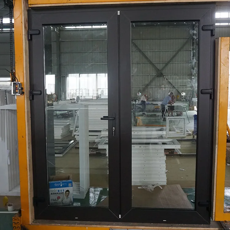 AS Certificated UPVC Plastic Basement PVC French Front Door Supplier For Home