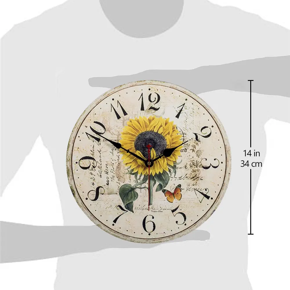 Light Weight Classical Retro Arabic Numerals Silent Wooden Ornament Decorate Vintage Wall Clock