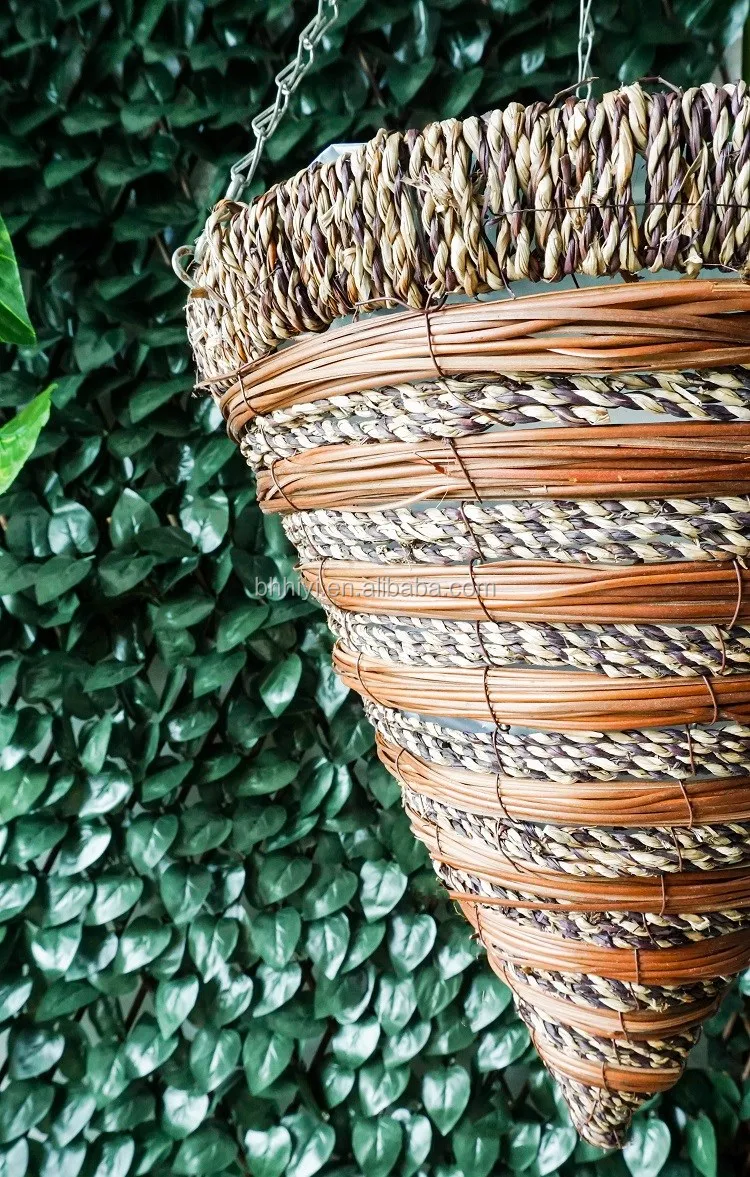 
Customized Size Cone Hanging Basket with Plastic Liner for Outdoor/indoor Decoration Flower Plant Pots 