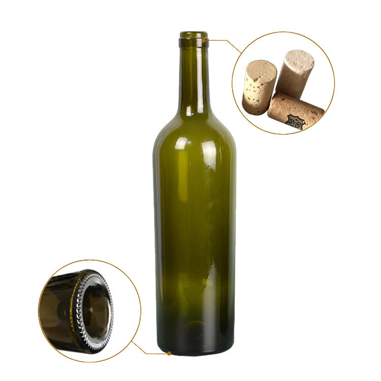 Good quality 750ml red glass wine bottles  standard wine bottle dimensions wholesale