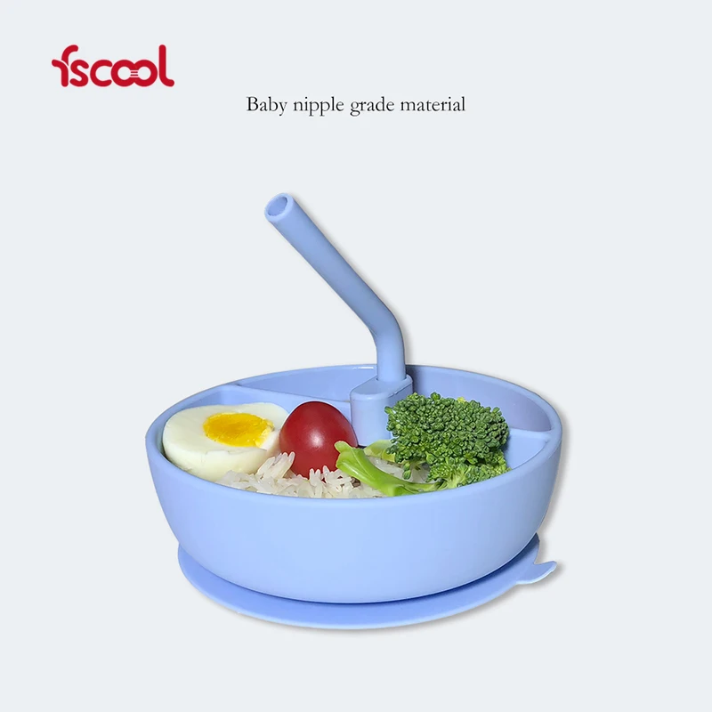 Custom  Eco-friendly Strong Suction Bowl Set Baby Feeding Kids Silicone Bowl