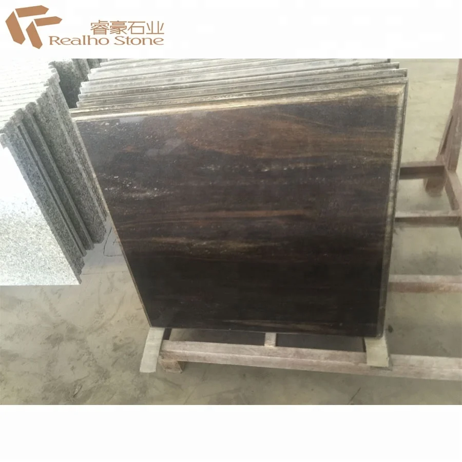 High Quality Natural Stone Polished Dark Brown Granite Kitchen Countertops Bathroom Vanity Tops