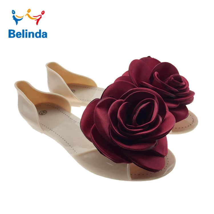 comfort PVC crystal flower women jelly shoes from China
