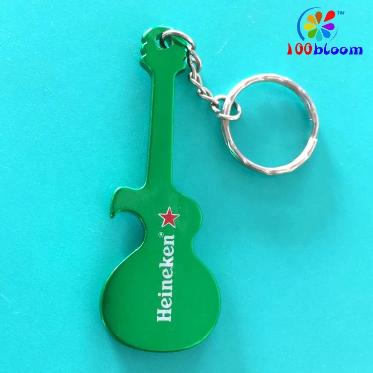 Factory directly wholesale 7.4cm aluminum guitar shape bottle opener keychain