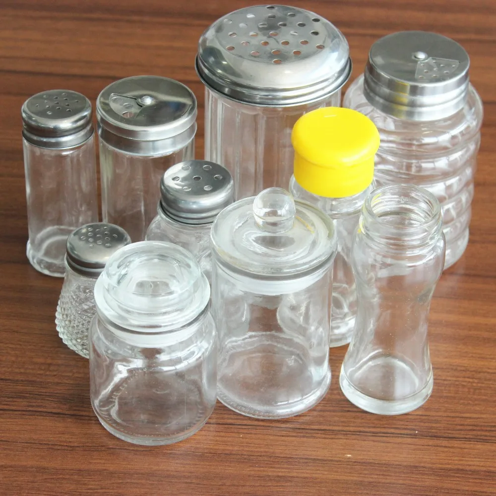 glass spice jar mesh lid 120ml poackage cookie jar with stainless lid