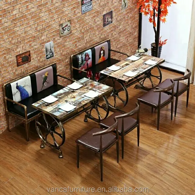 Popular antique wood restaurant furniture dining tables