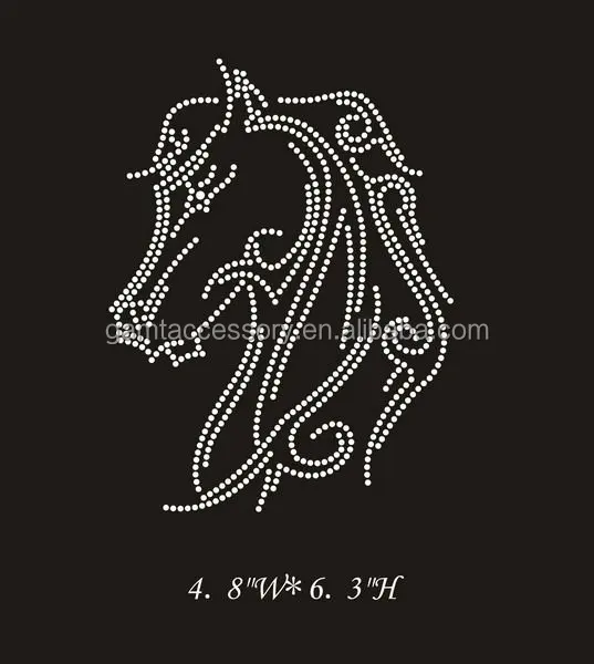 Horse motif hotfix korea rhinestone transfer iron on applique for tshirt