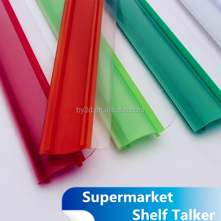 Good quality plastic display pvc price tag/ label sign holder shelf talker for Supermarket Data Strip