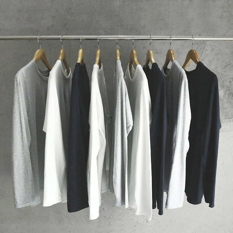 
100% cotton long sleeve blank round neck casual man polo t-shirt 