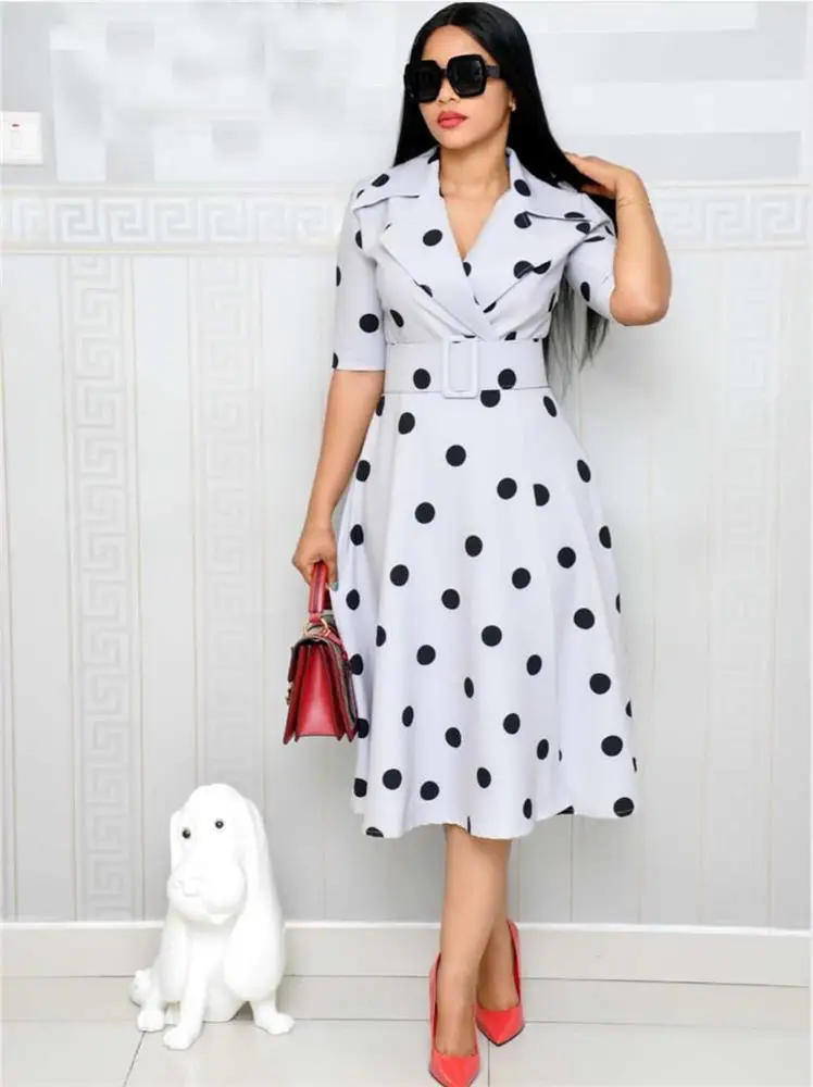 
LF-150 2021 Dresses Women Elegant Office Dresses Women Formal Polka Dot Wholesale Summer Dresses Women Ladies 