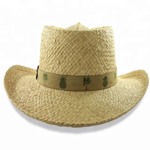 Organic Raffia Straw Gambler Hat Size M L XL Panama Golf Summer Palm Tree