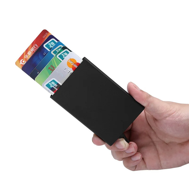 Slim Thin Business Case holder Card Box a credit card with money on it anti skim card holder