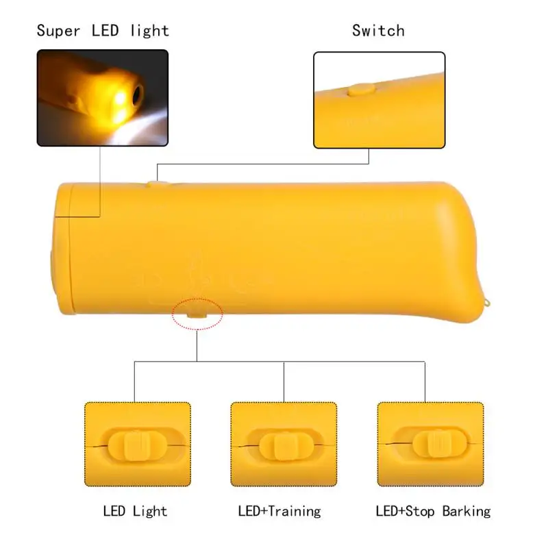 Dog Puppy Ultrasonic Repeller Pet Dog Training Device with LED Light LED Ultrasonic 3 in 1 Anti Barking Ultrasonic Repellent