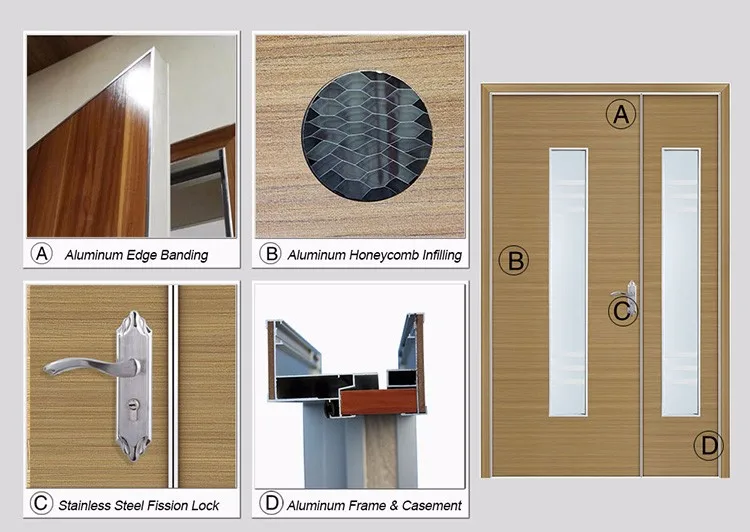 interior glass wood double door Commercial melamine and glass inserts conference room door for office