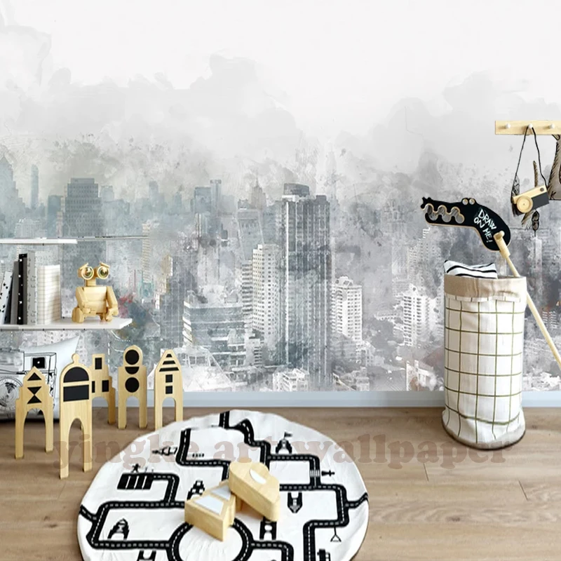 
Photo Wall Paper 3D watercolour hand painted city view Mural living Room Cafe KTV Backdrop Wallpaper For Walls 3 D Papel Tapiz 