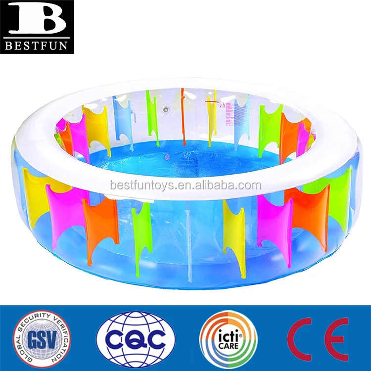 Rainbow pool large inflatable adult round transparent family playing pool   portable garden pool