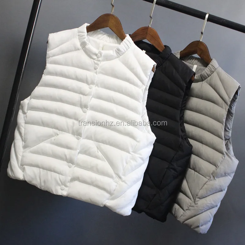 
women autumn winter faux down feather filling waist coat fashion puffy padded vest 