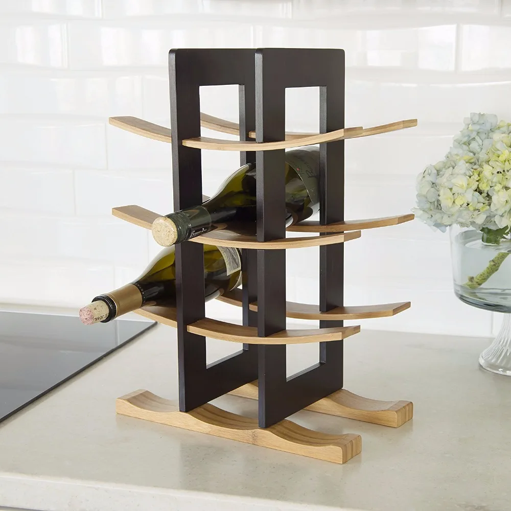 Bamboo 12 Bottle Countertop Accessories Counter Wine Rack