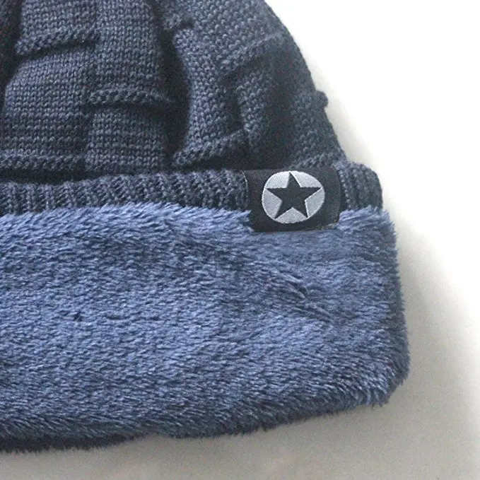 Зимняя вязаная теплая шапка Bodvera плотная мягкая эластичная Шапка-бини с напуском