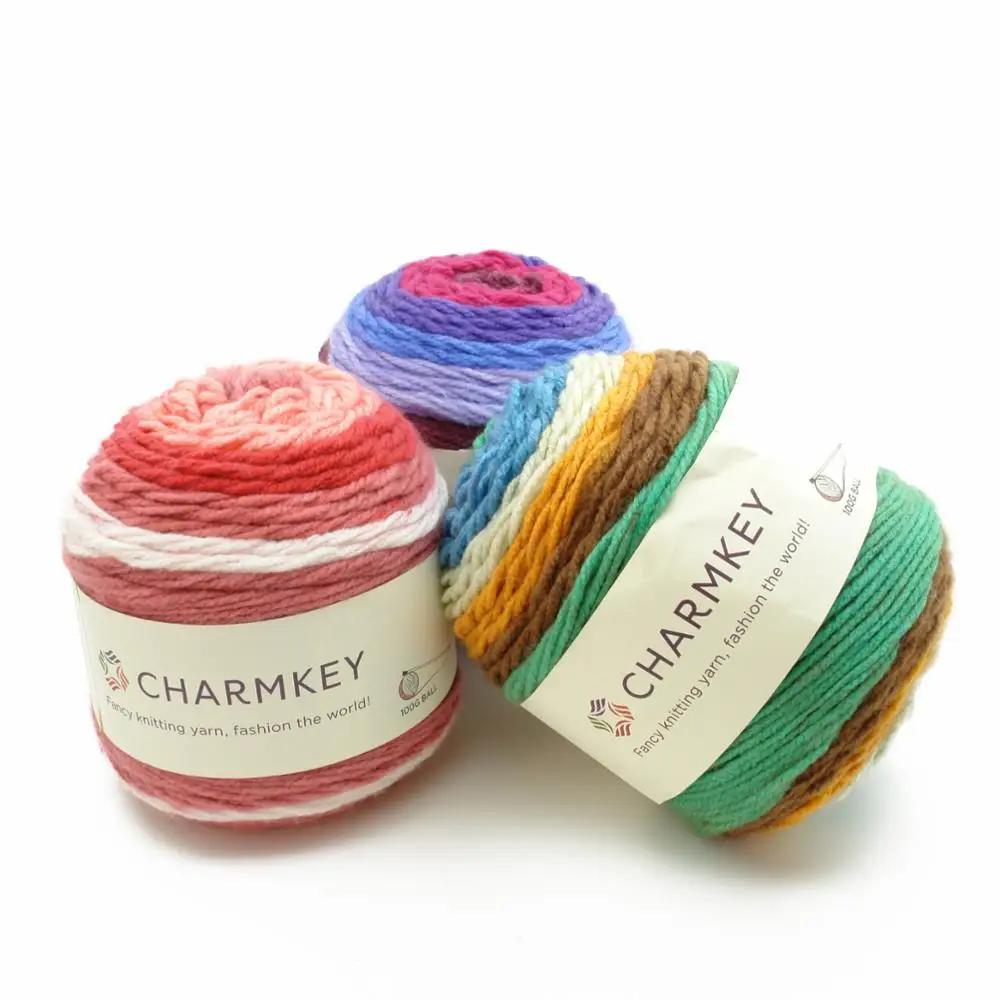 Charmkey crochet yarn sweet roll color gradient yarn wool scarf cake yarn