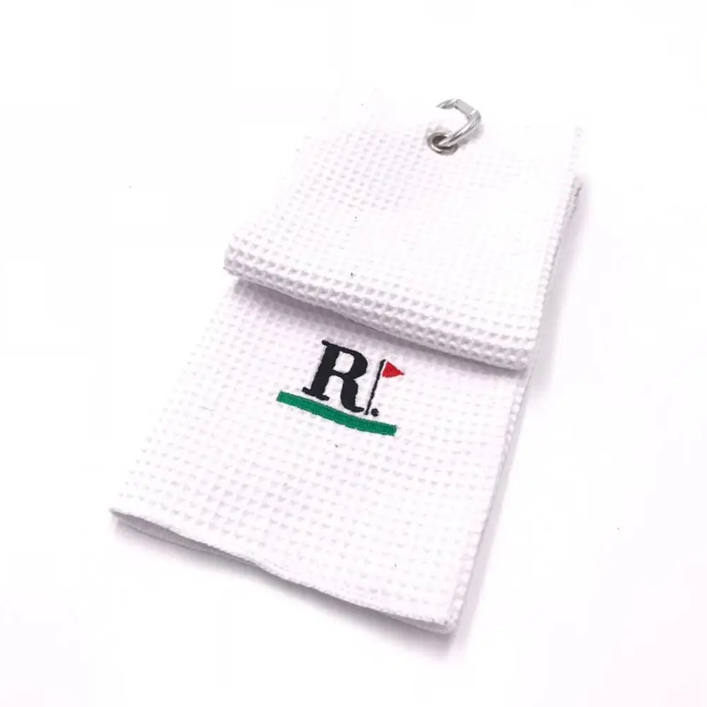 
White Color Microfiber Towel Golf Towel With Logo Embroidered Towel 