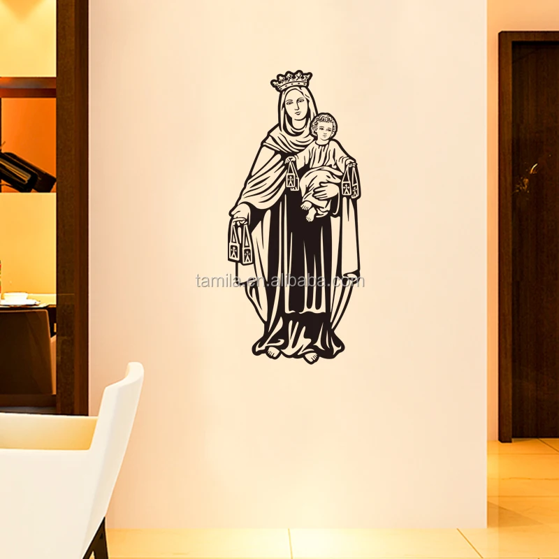 Custom Design Fashion Christ Religious Holy Enamel Mary Mother and The Son of God Church Wall Sticker