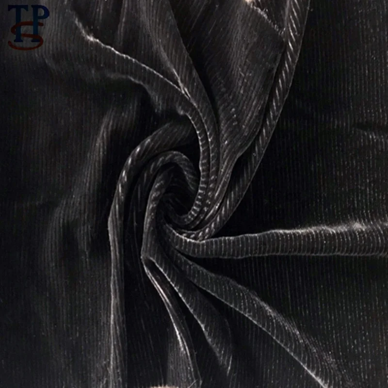 black silk velvet stripe fabric