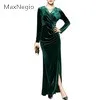 
Maxnegio Factory Price Blue ladies Velvet Dress Long Sleeve Maxi Evening Dress 