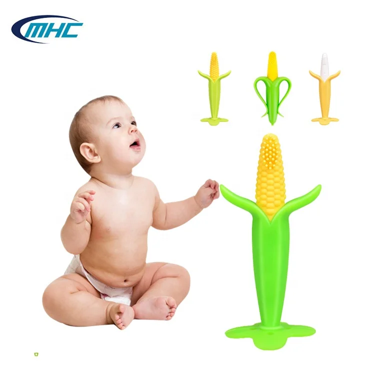 Customized Food Grade Corn Stick Shaped Bpa Free Silicone Organic Baby Teether