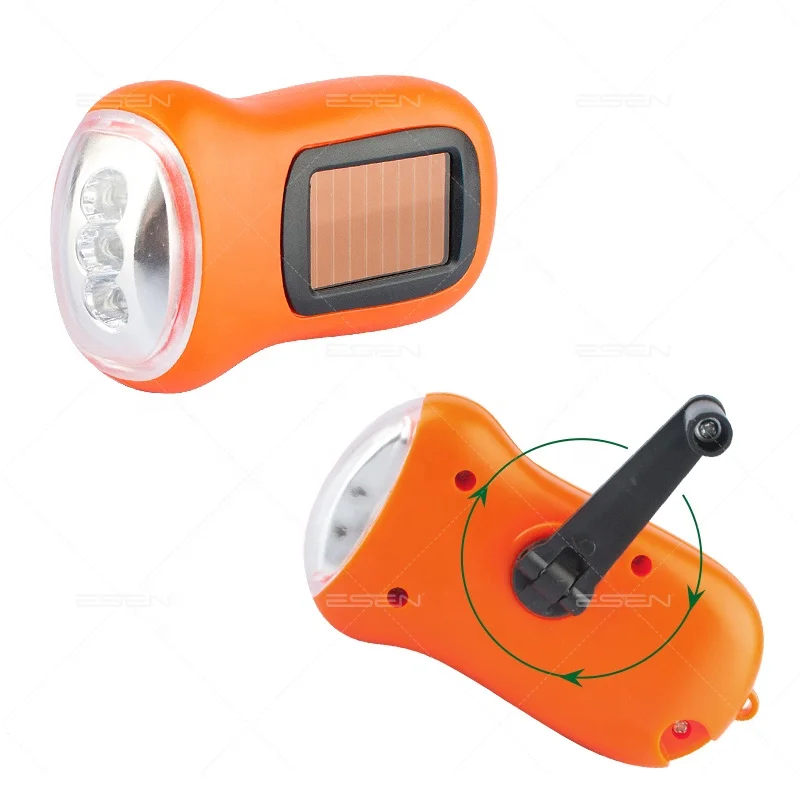 Promotional gift mini solar hand crank torch led emergency flashlight