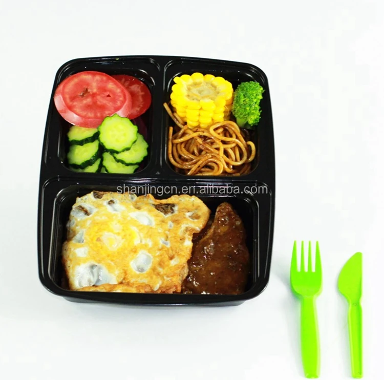 pp leakproof take away microwave custom convenient school tiffin kids plastic 3 compartment food container