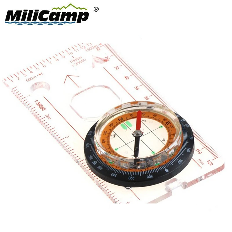 Outdoor camping liquid plastic Measure prismatic map compass