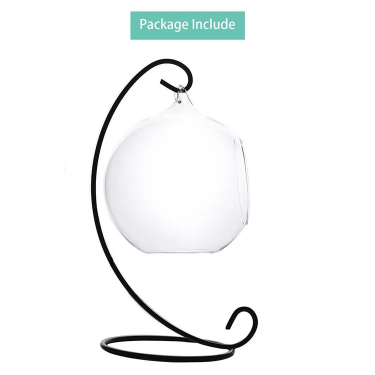 Wholesale Colored Handmade Glass Terrarium With Metal Stand