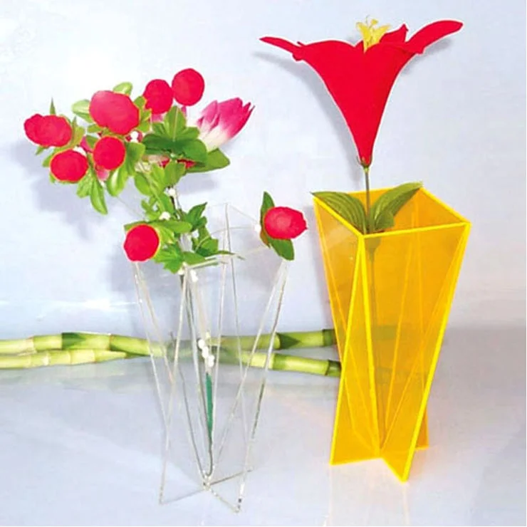 Factory price transparent tabletop flower acrylic vase small flower vase