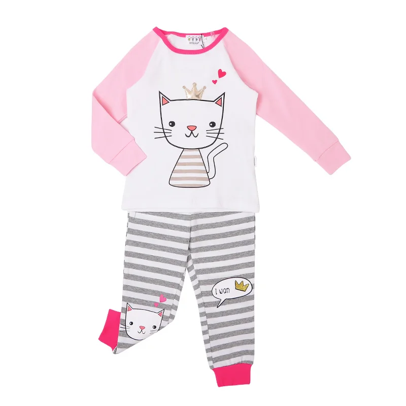 Wholesale Lovely Little Kitty Princes Children Sleepwears Kids Girl Pajamas