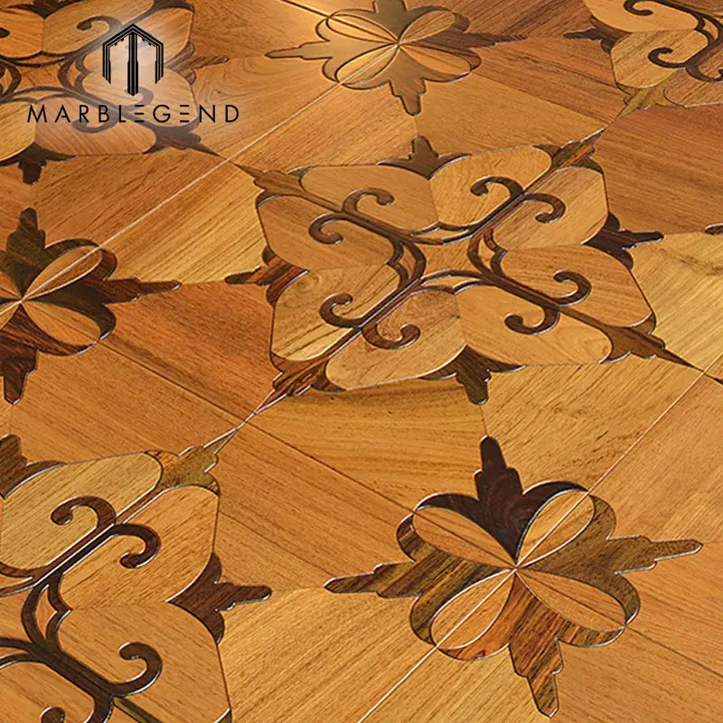 
Customized Laminate Teak Parquet Flooring Design 12x12 Marquetry Wood Inlay For Project 
