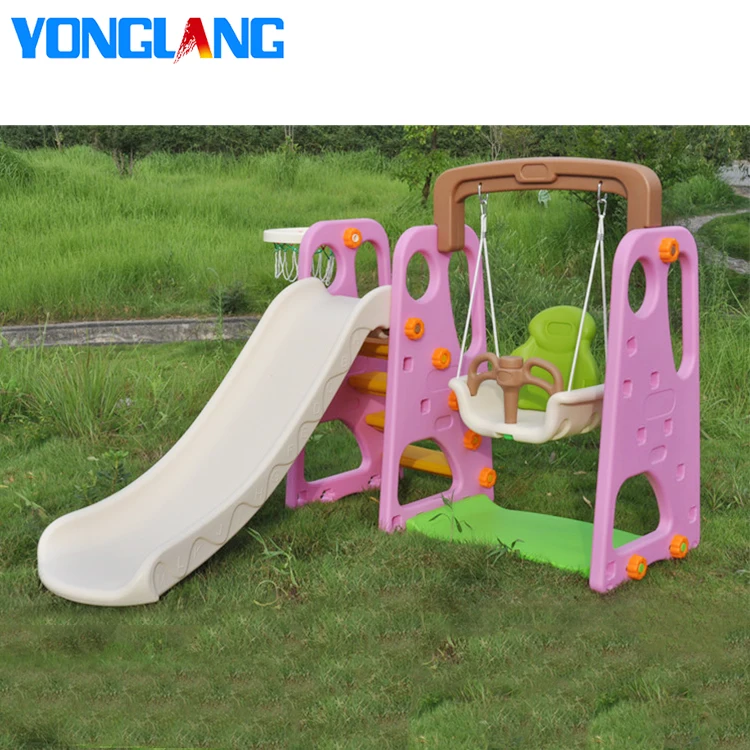 New Design Kids Slide and Swing Plastic Playground Equipment