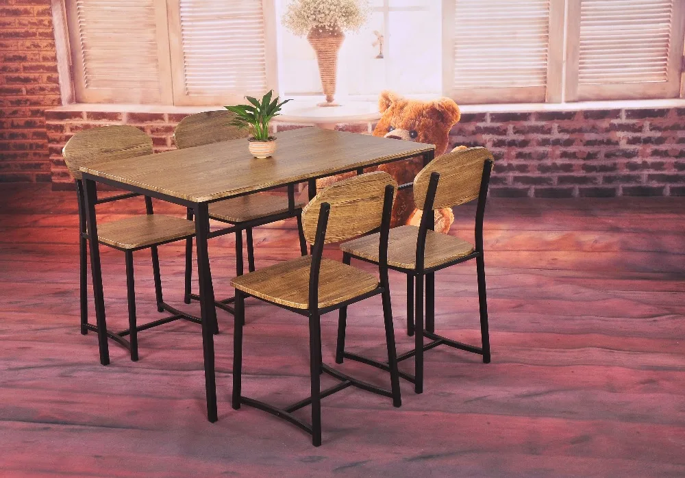 5 шт., обеденный набор с металлической рамой для кухонного стола и стула