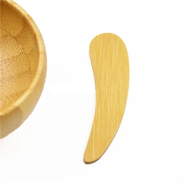 facial cream eco-friendly natural bamboo wood cosmetic diy face bowl with mini Spoon