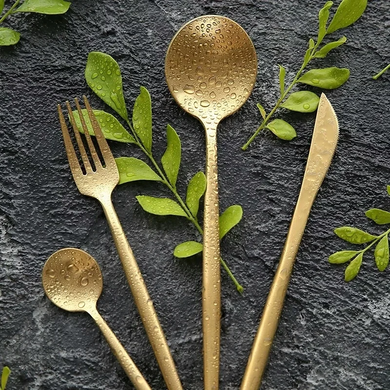
gold cutlery set stainless steel cutipol cutlery matte gold cutlery silverware gold plated flatware wholesale 